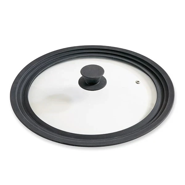 Couvercle en verre et silicone noir multidiamètres 28, 30 et 32 cm Mathon
