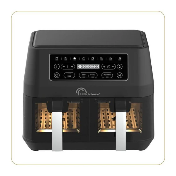 Friteuse Diététique - Little Balance - 8765 - Crousty Light Duo - 9 L - 2460 W - 9 Programmes - Noir Little Balance