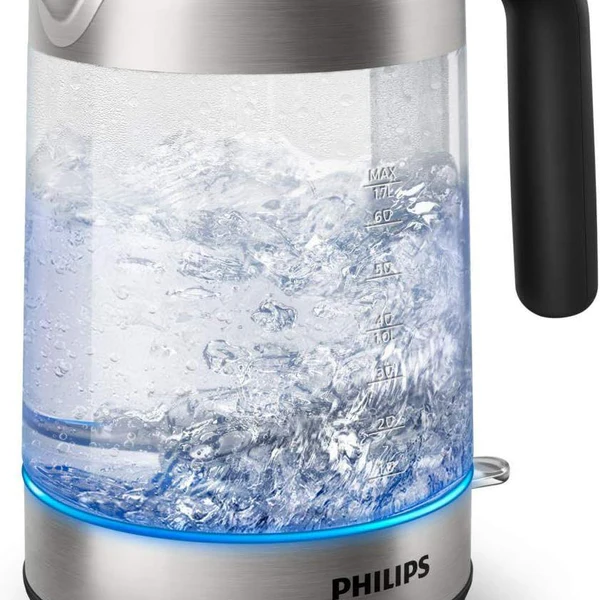 bouilloire électrique de 1,7L 2200W transparent gris noir Philips