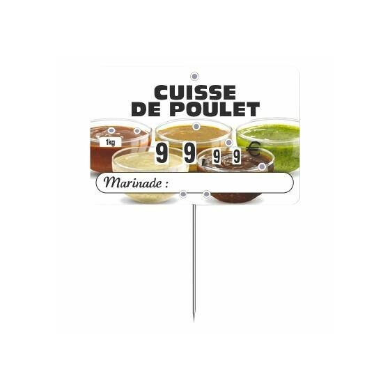 Étiquette prix à pique et à tournette pour marinade 10,6 x 6,7 cm - par 10