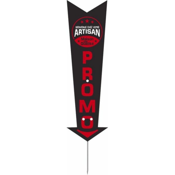 Étiquette prix flèche à pique "Promo Votre Artisan" 21,8 cm - par 5
