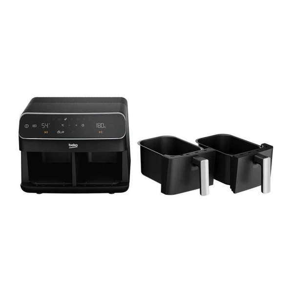 Friteuse Multifonction A Air Chaud - Beko - Frl5388b - 2400 W - 8,5 L Pour 2 Kg De Frites - 2 Cuves (2x 4,5 L) - Noir Beko