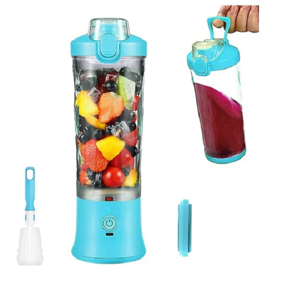 Blender électrique Smoothie 0,6L 240W avec USB-C rechargeable bleu Vendos85