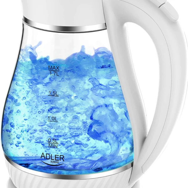 bouilloire électrique de 1,7L 2200W transparent blanc Adler