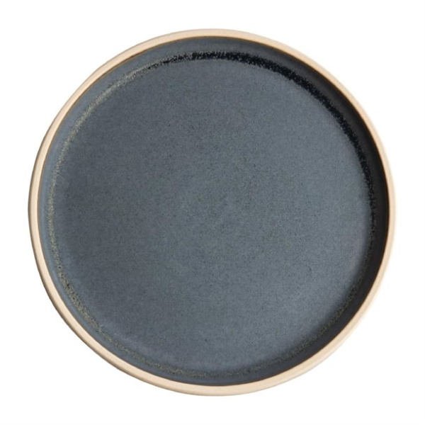 Assiettes plates bord droit granit bleu Olympia Canvas 25 cm (Lot de 6)