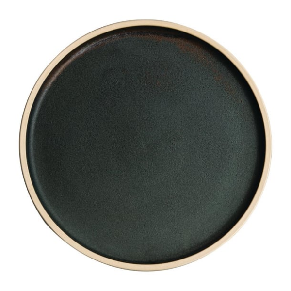 Assiettes plates bord droit vert bronze Olympia Canvas 25 cm (Lot de 6)