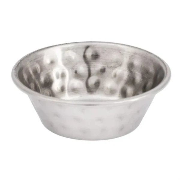 Pots à sauce en acier inoxydable martelé Olympia 45ml (lot de 12)