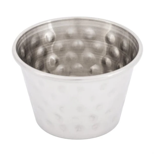 Pots à sauce en acier inoxydable martelé Olympia 70ml (lot de 12)