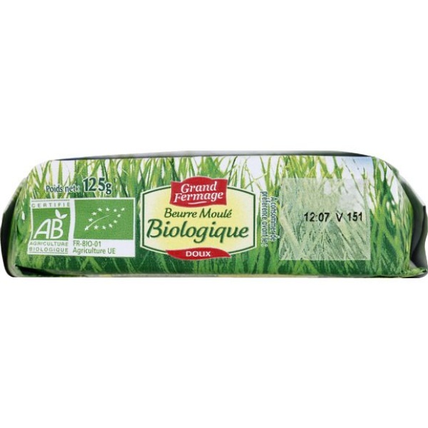 Beurre moulé doux, certifié agriculture biologique