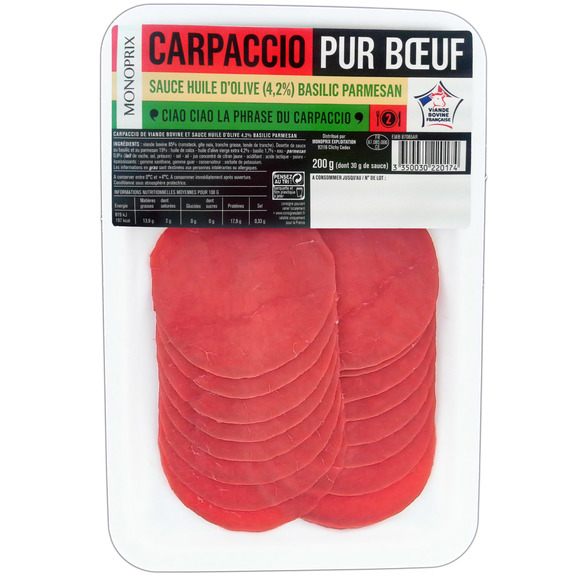 Carpaccio de boeuf avec pesto