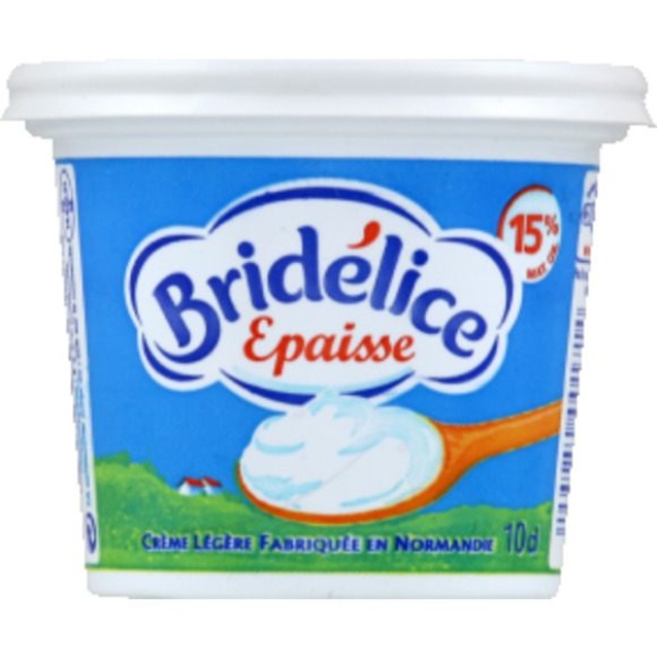 Crème légère épaisse, 15% de matière grasse, fabriquée en Normandie