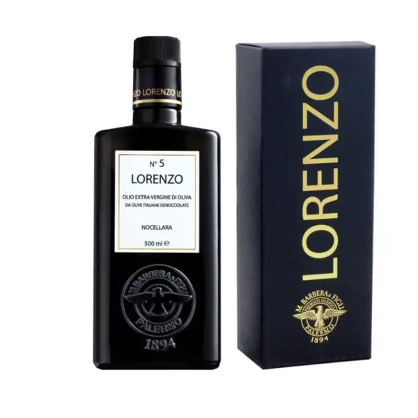 Gift Box Pitted Monocultivar Nocellara Extra Virgin Olive Oil Lorenzo N° 5 500 ml