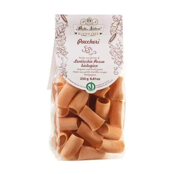 Gluten Free Paccheri with Organic Red Lentil Flour 250 gr