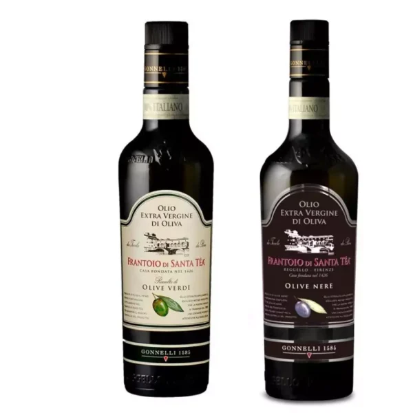 Gonnelli Extra Virgin Olive Oil Selection - Green Olives and Black Olives 500 ml x 2