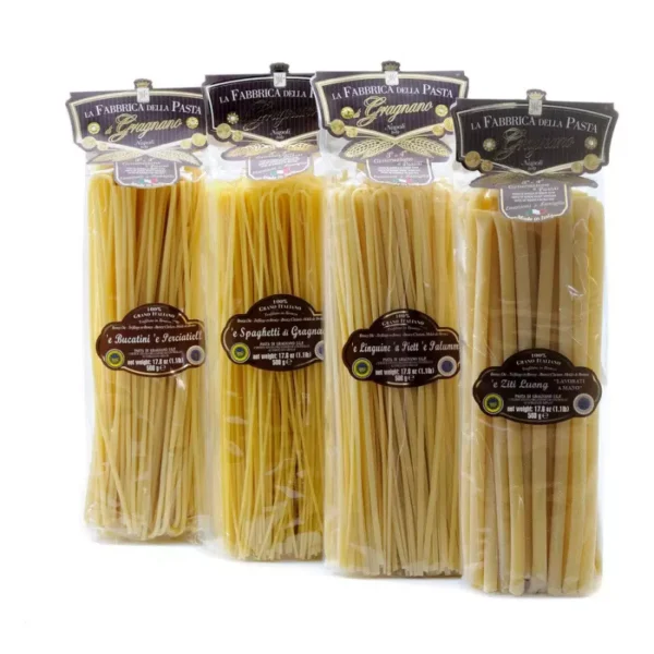 Gragnano PGI Pasta Long Set - Bucatini, Linguine, Spaghetti, Ziti 500 gr x 4