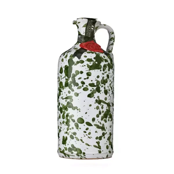 Handmade Ceramic Jar Fantasia Green with Extra Virgin Olive Oil 500 ml
