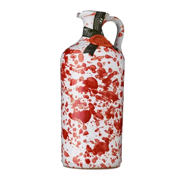 Handmade Ceramic Jar Fantasia Red with Extra Virgin Olive Oil 500 ml