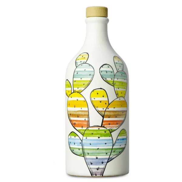 Handmade Ceramic Jar Fico d'India with Monocultivar Coratina Extra Virgin Olive Oil 500 ml