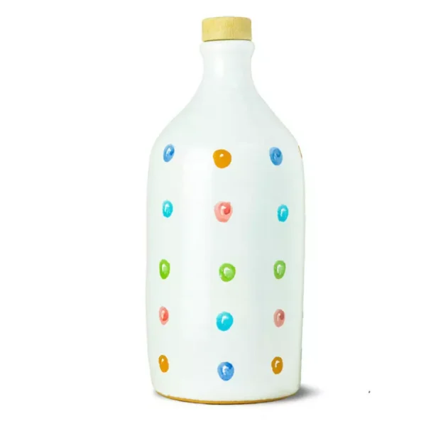 Handmade Ceramic Jar Pois with Monocultivar Peranzana Extra Virgin Olive Oil 500 ml