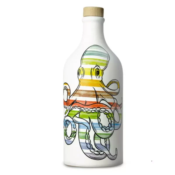 Handmade Ceramic Jar Polpo with Monocultivar Peranzana Extra Virgin Olive Oil 500 ml