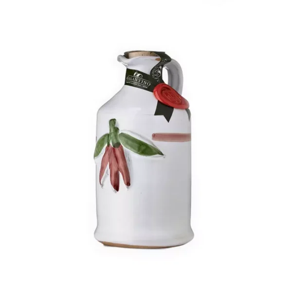 Handmade Ceramic Jar with Extra Virgin Olive Oil with Chili Pepper 250 ml