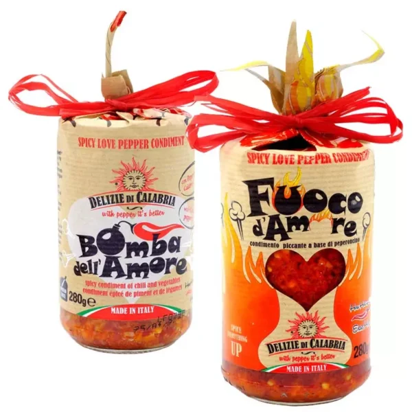 Hot Chilli Sauces Delizie di Calabria: Fire and Love Bomb 280 gr x 2