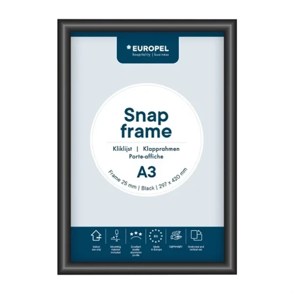 Cadre clipsable Europel A3 25mm noir