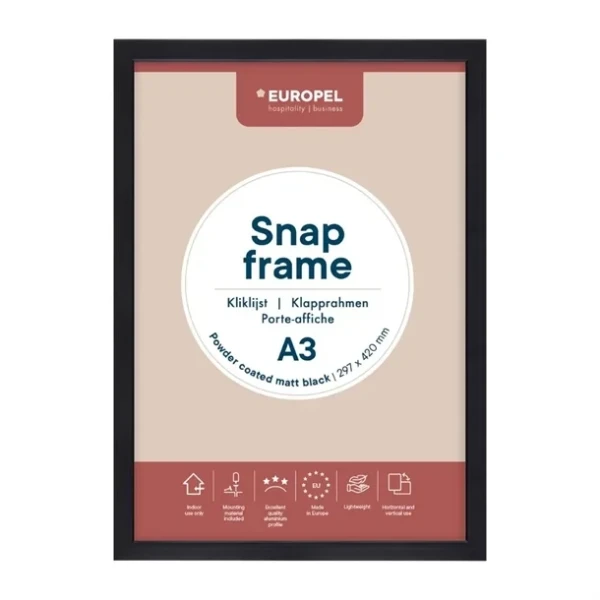 Cadre clipsable Europel A3 25mm noir mat