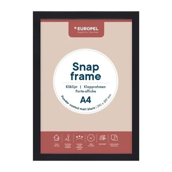 Cadre clipsable Europel A4 25mm noir mat