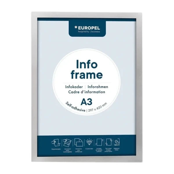 Cadres d'affichage autocollants Europel A3 argent (lot de 2)