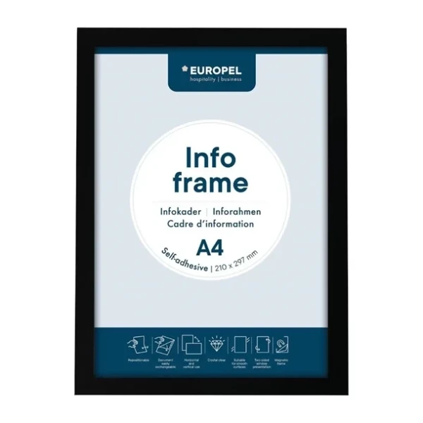 Cadres d'affichage autocollants Europel A4 noirs (lot de 2)
