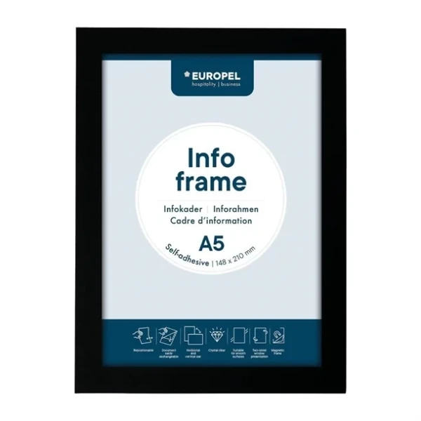 Cadres d'affichage autocollants Europel A5 noirs (lot de 2)