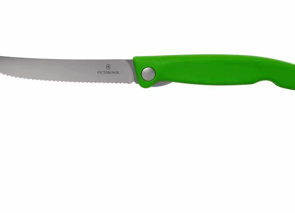 Victorinox SwissClassic 6.7836.F4B couteau à légumes dentelé pliable, vert
