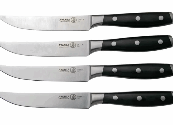 Messermeister Avanta L7684-5-4S, ensemble de 4 couteaux à steak, noir