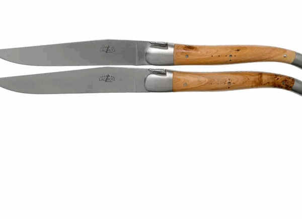 Forge de Laguiole, T22MMINGE, set de 2 couteaux à steak mat, Genévrier