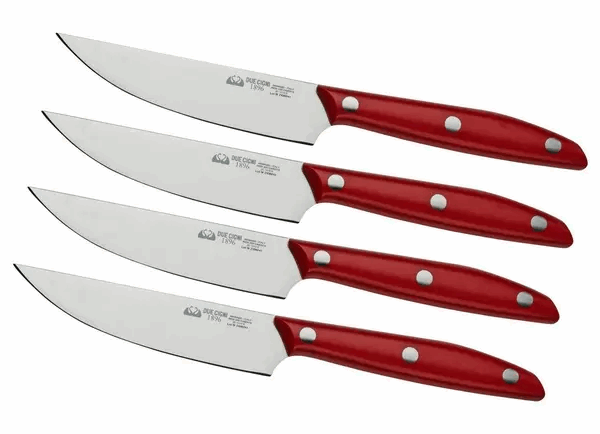 Due Cigni 1896 America 2C1019RSET4, ensemble de 4 couteaux à steak, rouge