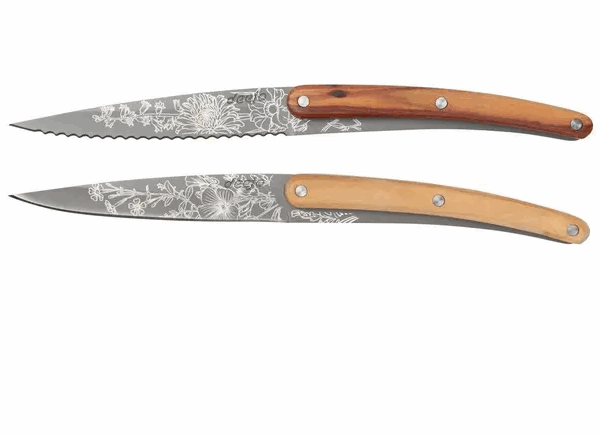 Deejo Blossom CFB000102 padouk et bois d'olivier, ensemble de 2 couteaux