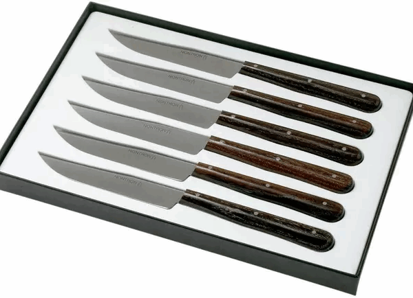 Ensemble de 6 couteaux à steak Nontron Traditionnel bois de frêne, T6OFFRD