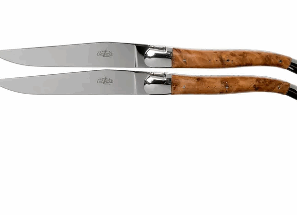 Forge de Laguiole, LAT22MINTHBRI, set de 2 couteaux à steak poli, bois de Thuya