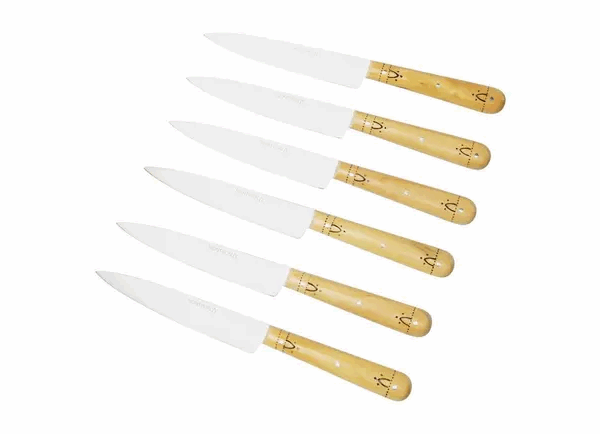 Ensemble de 6 couteaux de cuisine Nontron Traditionnel, T6OF12RBU Ensemble de 6 couteaux