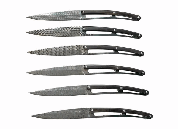 Deejo Geometrie 6AB000102 bois d'ébène, ensemble de 6 couteaux à steak