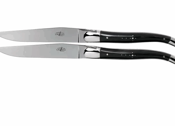 Forge de Laguiole T22MINBF corne polie set de 2 couteaux à steak