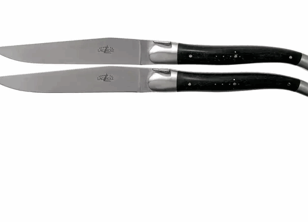 Forge de Laguiole, LAT22MINEB, set de 2 couteaux à steak mat, bois d'ébène