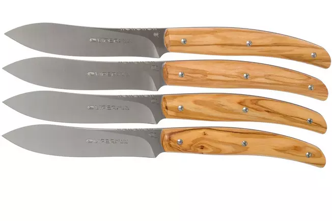 Viper Costata ensemble de couteaux à steak en bois d'olivier 4 pièces, VT7502-04UL