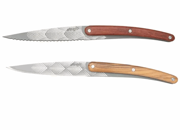 Deejo Art Déco CFB000101 padouk et bois d'olivier, ensemble de 2 couteaux