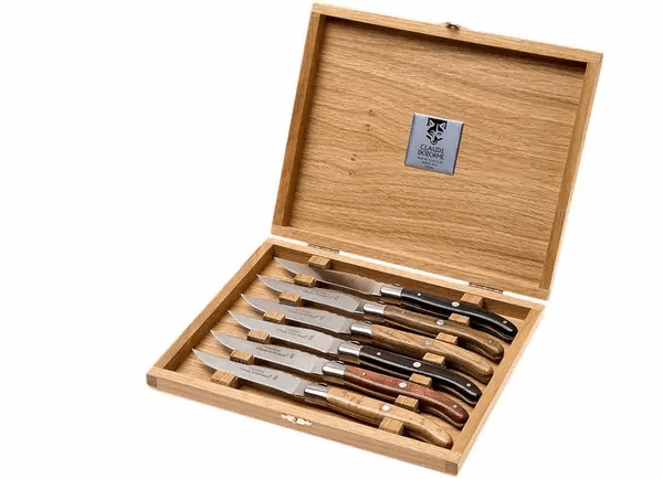 Claude Dozorme Laguiole Coffret 6 couteaux à steak, différentes essences de bois