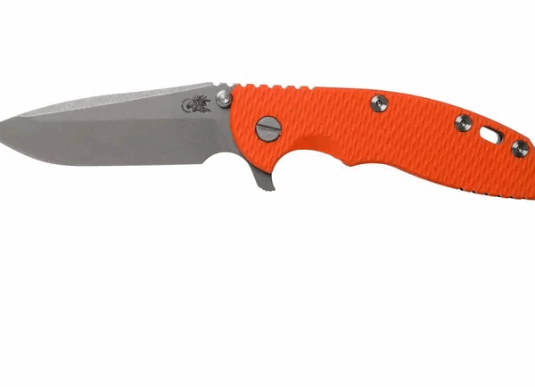 Rick Hinderer XM-18 3.5" Spanto 20CV, Working Finish, orange couteau de poche G10