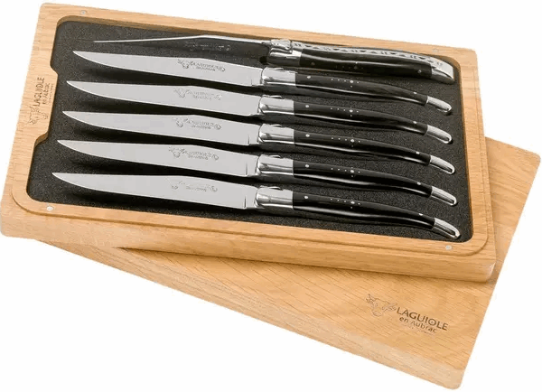 Coffret de couteaux à steak Laguiole en Aubrac 6 pièces corne de buffle