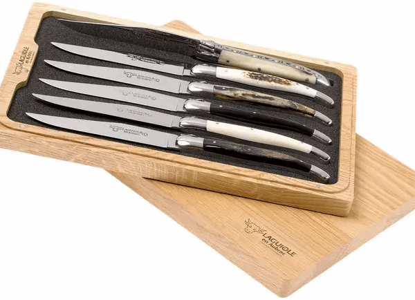 Coffret de couteaux à steak Laguiole en Aubrac 6 pièces corne mixte, 62C99CKI