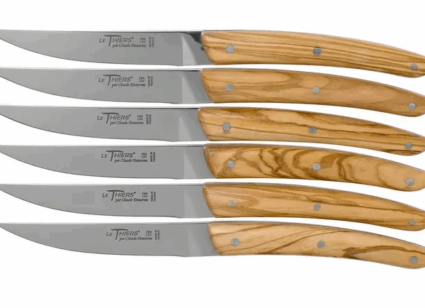 Claude Dozorme Le Thiers set de couteaux à steak 6 pièces, bois d'olivier